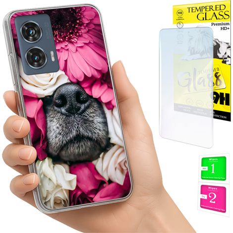 Funda para Motorola Edge 50 Fusion Photo, cubierta trasera con diseño de perro + cristal 9H (1/5)