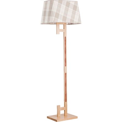 Lampadaire ANGELA bois clair abat-jour motif E27 Alfa (1/2)