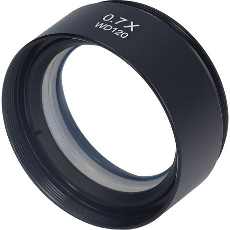 Barlow-Objektiv für Stereomikroskope, ölbeständig, M48, 0,7x, 120 mm (1/5)