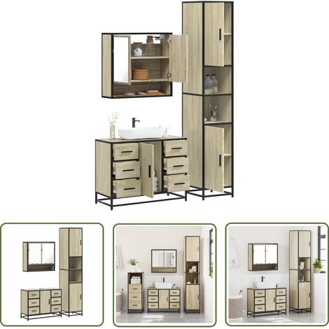 vidaXL Ensemble de meubles de salle de bain 3 pcs chêne sonoma (1/5)