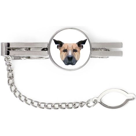 Staffordshire Bull Terrier, Staffik, Staffi - pinza de corbata geométrica con foto e inscripción Art-Dog (1/4)