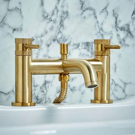 Core Brushed Brass Finish Round Style Bath Shower Mixer Bathroom Tap