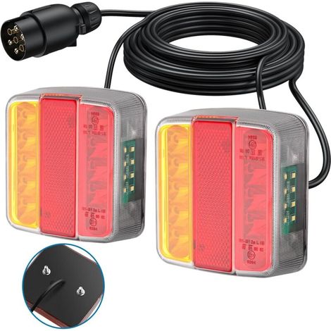 Luci posteriori per rimorchio, montaggio a vite, cavo da 7,5 m, 7 pin, 18 LED super luminosi con marchio E E11 per la circolazione stradale, per camper, camion, veicoli pesanti, trattori (1/4)