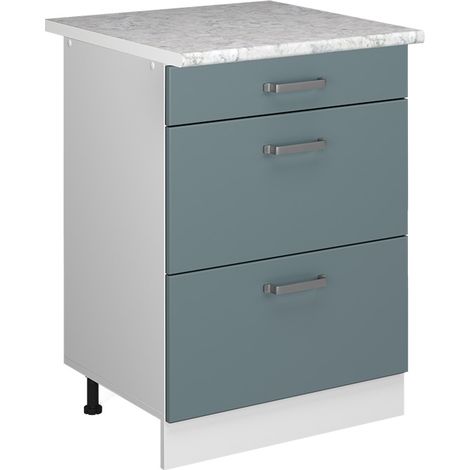Base universale R-Line, Grigio-blu, 60 cm con cassetti, Vicco