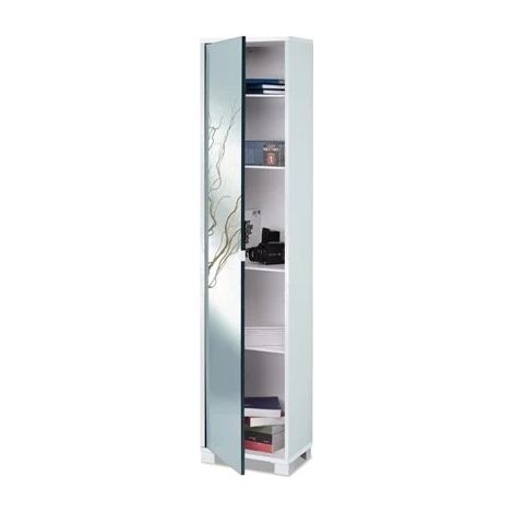 mobile colonna 1 anta con specchio bianco, 43x29x190 cm (1/4)