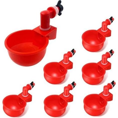 Set of 6 automatic drinking cups, plastic bowls, poultry water dispensers, automatic cups for chicks, quail, ducks and birds (1/5)