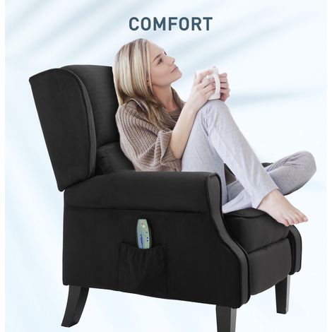 Fauteuil massant inclinable avec télécommande, relaxation et confort, dimensions 78x83x101 cm, noir. (1/5)