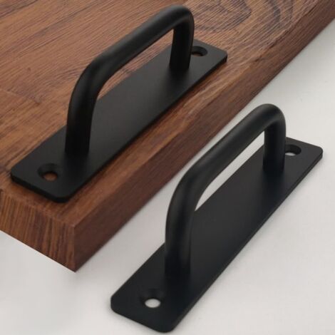 QORVA-Poignée de porte coulissante en 2 parties, longueur 148 mm, avec plaque arrière, en alliage d'aluminium, adaptée aux meubles, noire, avec vis