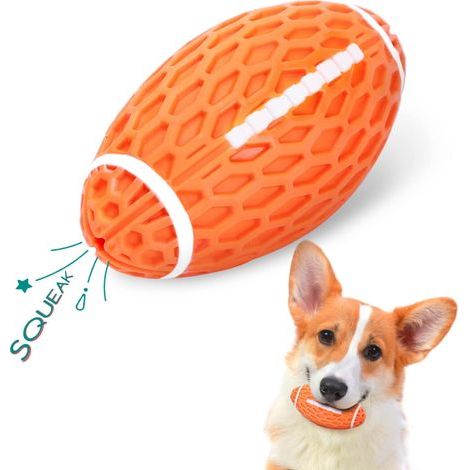 Balle Jouet pour Chien, Balle Chiens Couineuse, Indestructible Balle pour Chiens de Rugby en Caoutchouc Naturel, Balle Chien à Mâcher, Jouet pour Chien avec Toilettage Dentaire L10.3W5.6cm (1/5)