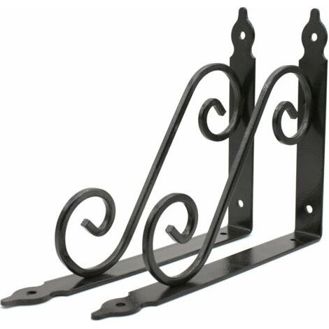 Etagere Murale 2 Pièces Support Tablette Murale 240 x 190 mm Metal Fer Forgé Noir Fixation pour Decoration Murale, Étagère Murale, Etagere Cuisine -ladacèe (1/5)