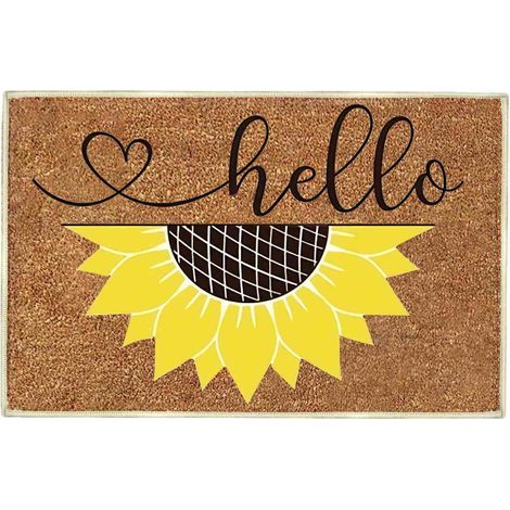 Tapis De Seuil Extérieur - Tapis D'Accueil En Velours Cristal Avec Motif Tournesol - 40 x 60 cm - Pour Porte D'Entrée Extérieure Ou Intérieure - 1 Pièce (1/2)