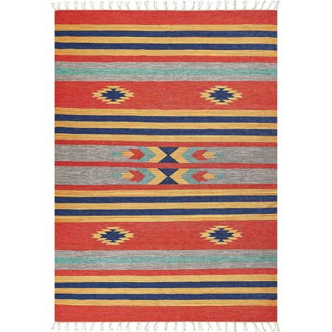 Rug HATIS Multicolour 140 x 200 cm Cotton Kilim (1/5)