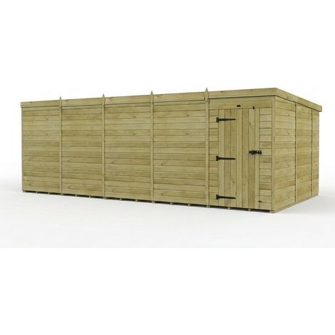20ft x 10ft Pent Garden Shed Single Door No Windows - Pressure Treated Timber - L610 x W305 x H210 cm - Natural