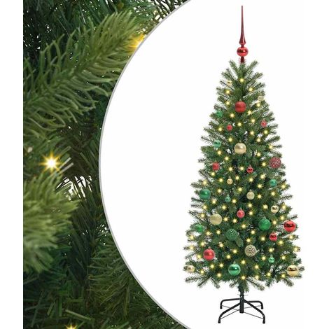 Albero di Natale Albero natalizio Albero festivo artificiale con 150 LED Verde 150 cm PE e PVC (1/5)