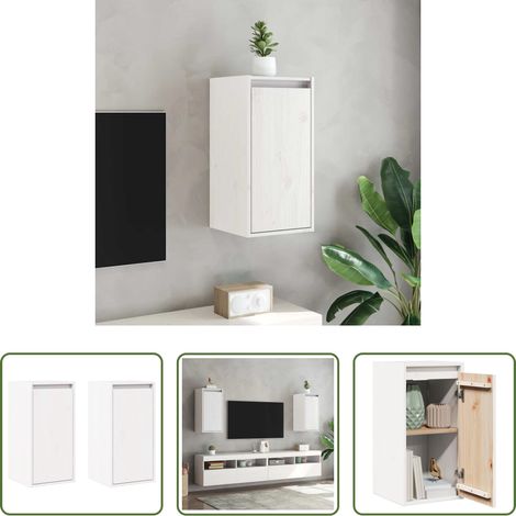 Armoire suspendue - Armoires murales 2 pcs Blanc 30x30x60 cm Bois de pin massif (1/5)