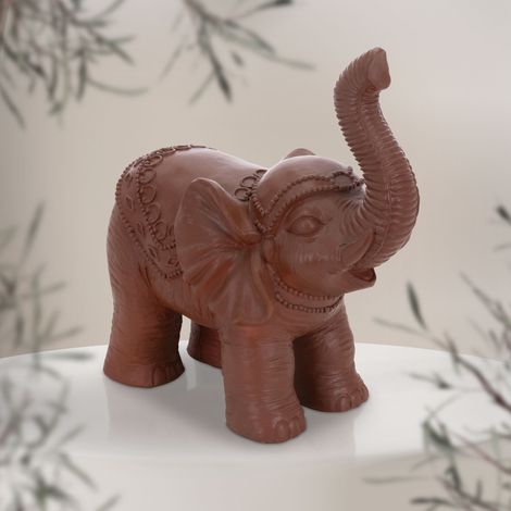 ML-Design Figura Decoración Elefante de la Suerte Marrón 36 x 19 x 39 cm Diseño Oriental Resistente a la Intemperie para Interior y Exterior Escultura Feng Shui de la Riqueza Estatua para Jardín (1/5)