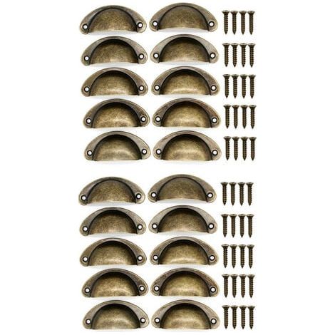 20 Poignées De Tasse Coquille Couleur Bronzée, Poignées De Tirage De Tiroir Vintage, PoignéEs Et Boutons De Porte De Placard De Cuisine Rétro Semi-Cercle, PoignéEs De Porte De Commode De Meub (1/5)