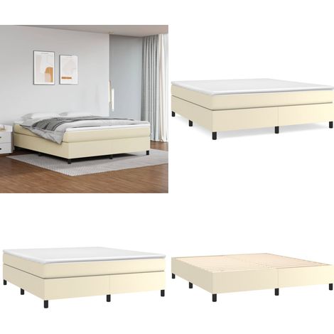 Cadre de lit Crème 160x200 cm Similicuir - Cadre De Lit - Lit Crème - Lit Simili Cuir - Lit Double - Meubles Chambre À Coucher - Home & Living (1/5)