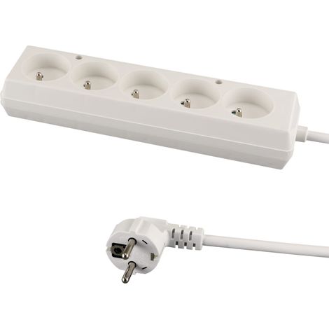 Prolunga a 5 prese con messa a terra, 5 m, bianca, IP20, 16 A, Ideus 04292