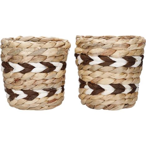 Kitchen Craft Hyazinthe de Wasser, Set de 2 Töpfe de Indoor, Natur gewebt Topf mit Design de Streifen, 11,5 x 11,5 x 11 cm
