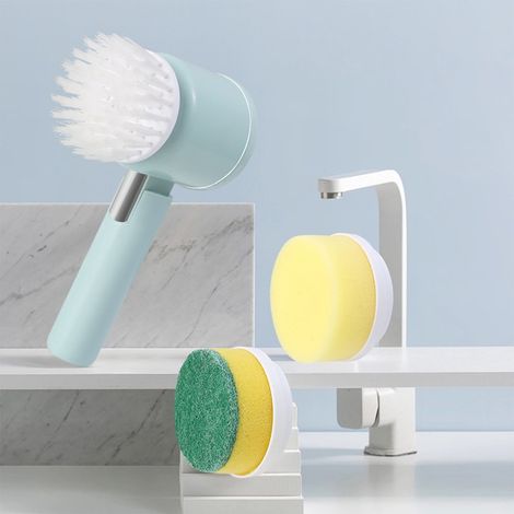 Brosse Électrique Nettoyante - 3 Têtes de Brosse - Rechargeable USB-C - Pour Salle De Bain Cuisine Carrelage Joint - 1 Pièce (1/5)