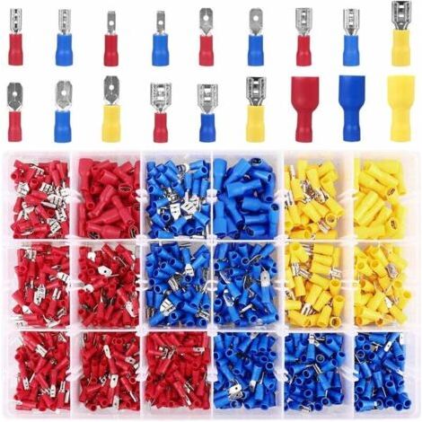 Cosse A Sertir, 900Pcs Cosses Electriques Plates Mâles Et Femelles (1/4)