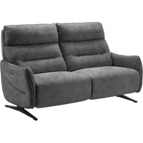 Canapé de relaxation en microfibre Kondonia-Gris-Système Electrique-3 places