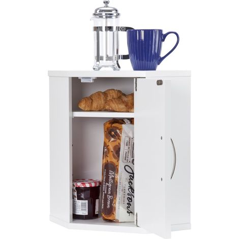 Upright Bread Bin + Kitchen Corner Cabinet // White // Freestanding or Wall Mounted