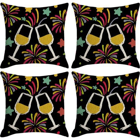 Bonne année Housses de coussin décoratives pour le Nouvel An et les fêtes d'hiver. parfaites pour décorer votre canapé ou votre fauteuil (1/5)