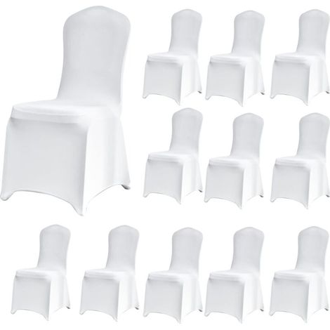 12-Piece Stretch Chair Covers, Universal, Removable, Washable, Durable for Dining Room, Home, Hotel, Restaurant, Office, Party, Banquet, Kitchen, Wedding Decoration, Pure White (chairs not included) (1/5)