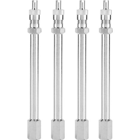 Extension de Valve de Pneu Automatique, 4 pièces d'extension de Tige de Pneu à air, Adaptateur de Roue à alésage Droit pour Moto, vélo, Tondeuse, Scooter, Bus, Camion (100 mm) (1/5)