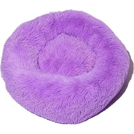 Lit pour chien moelleux, lit pour chat, coussin rond en peluche 100cm violet
