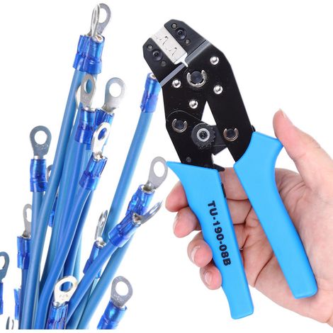 Pince à sertir manuelle professionnelle à cliquet pour terminaux, acier et PVC, outil de coupe et filetage (TU‑190‑08B) (1/5)