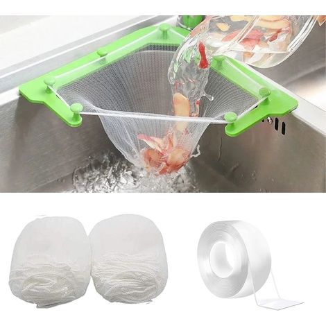 Filtre Pour Évier - Trépied Cuisine - Maille Fine 100 Trous - Fixation Nano Adhésive - Pour Plans De Travail En Acier Inoxydable Ou Pierre Artificielle - 1 Pièce (1/5)
