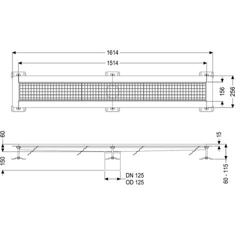 -Kastenrinne Ferrofix Klebeflansch H: 15 mm, 153 x 1511 mm