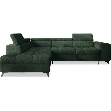 Canapé d'angle gauche convertible Gaspard Bouclette Vert (1/5)