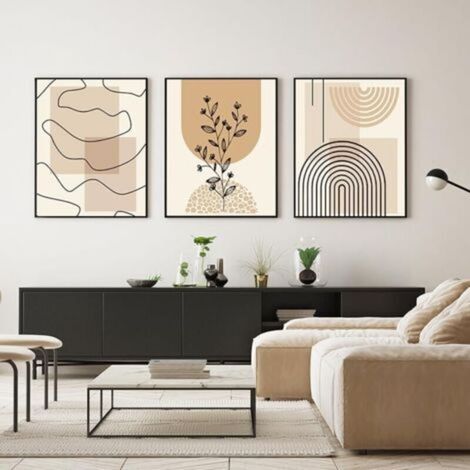 30 x 40 cm Ensemble d'affiches de style bohème, décoration murale moderne pour chambre à coucher et salon, motif plantes, décoration abstraite
