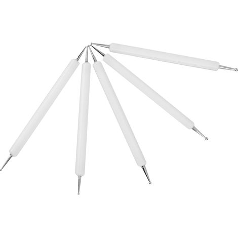 5 bâtonnets acryliques à double extrémité et embouts ronds pour la sculpture et la gravure DIY (blancs) (1/5)
