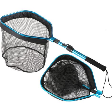 Épuisette de Pêche Pliable, filet de piscine, Filet de 30 cm de profondeur, Epuisette Peche Carnassier pour Truite Carpe Poisson-Chat Basse Kayak Bleu