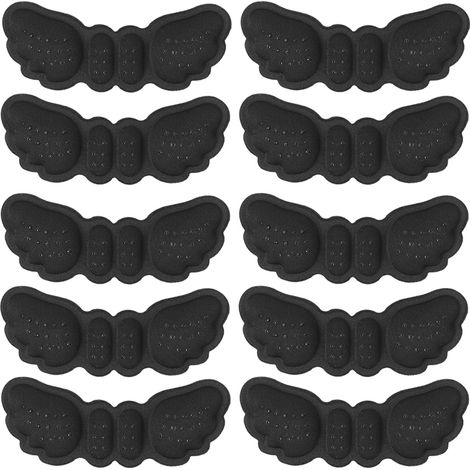 5 Paires Coussinets Antidérapants en Forme d'Aile pour Talons Hauts (Noir, Type Épais 6mm) - Autocollants Non-Glissants pour Chaussures, Protection Contre l'Usure du Talon