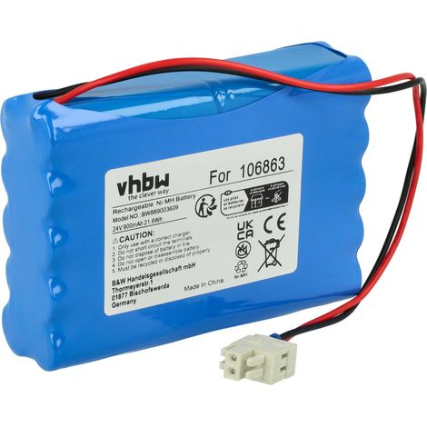 vhbw Batterie remplacement pour Geze 25020, 106863, 20KR15/48, 80100404, 4894128192794, 51526 pour porte coulissante électrique (0,9Ah, 24V, NiMH)