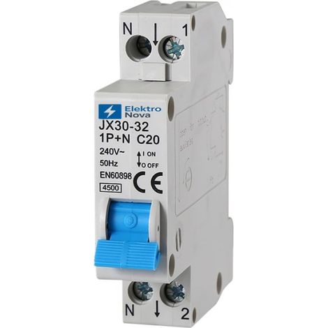 Interrupteur magnétothermique 1P+N C20 20A 4.5KA 1 Module DIN 220V