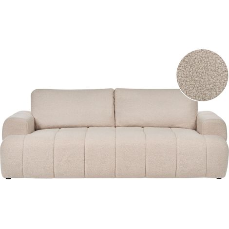 3 Seater Sofa Beige Boucle with Armrests Modern Japandi Style Living Room NARILLA (1/5)