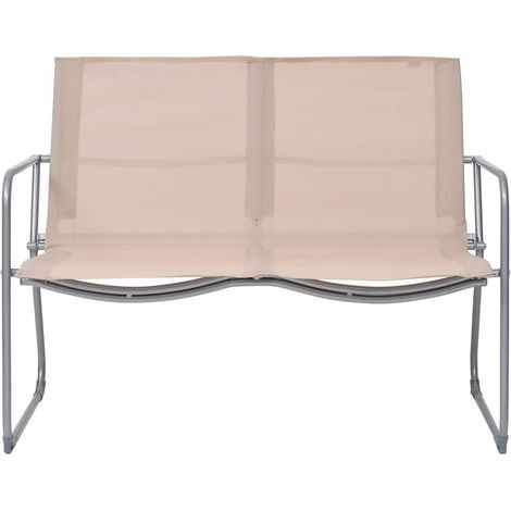 Maison Exclusive - 4-tlg. Garten-Lounge-Set Stoff und Stahl Creme (1/5)