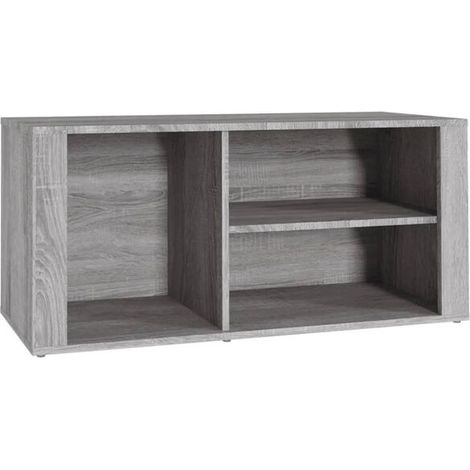 Meuble à chaussures gris Sonoma, dimensions 100x35x45 cm, en bois composite. (1/5)