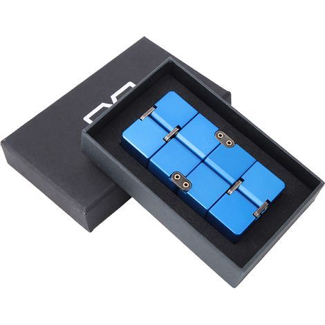 Cube de Magie Infini en Alliage d'Aluminium - Jouet Anti-Stress Bleu pour Bureau (1/5)