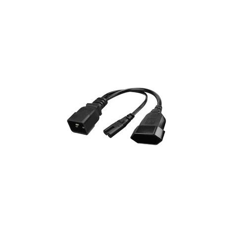 Câble d'alimentation IEC 320 C20 vers C7+EU4.0mm, adaptateur répartiteur en Y C20 mâle vers C7+EU4.0 - 0,32 m