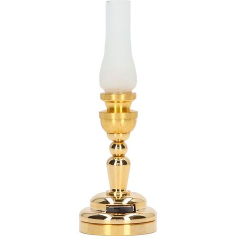 Lampe de bureau pour maison de poupée 1:12, LED en métal réaliste, Mini abat-jour rétro givré pour la décoration (1/5)