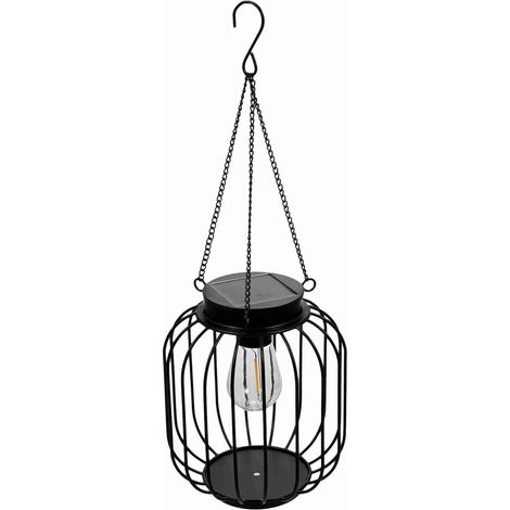 Ortviai Lanterne solaire suspendue en métal noir IP65 pour extérieur – 1 unité, 18 cm, éclairage chaleureux, autonomie 10-18 h