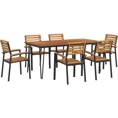 Maison Exclusive - Set Pranzo da Giardino 7 pz Legno Massello di Acacia e Metallo